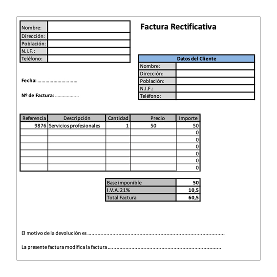 Plantilla Excel Modelo De Factura Rectificativa Gratis Images Images 7115
